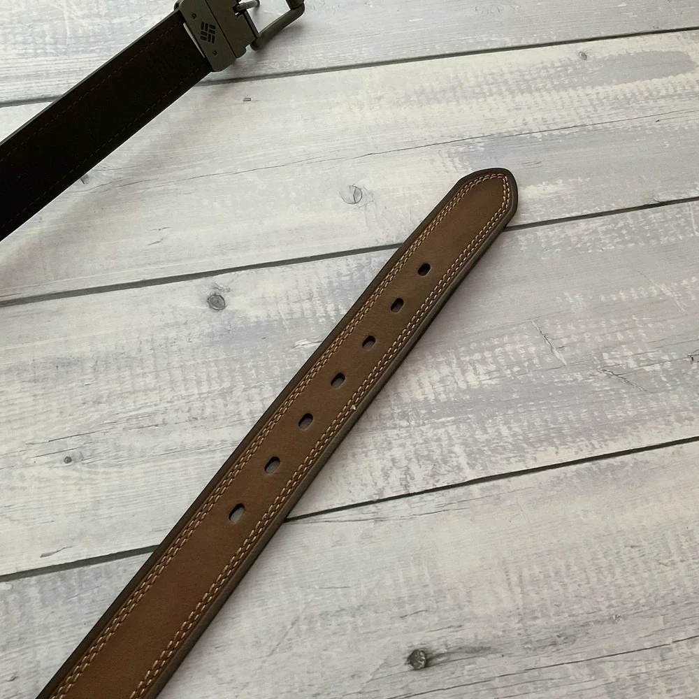 Columbia Belt Mens 38 / 99‎ Tan Brown Leather Casual